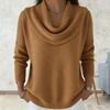 Damen Pullover Schwingkragen Langarm Einfarbig Jumper Tops Slim Fit Weich Atmungsaktiv Winter Layering Lässig Stricktops