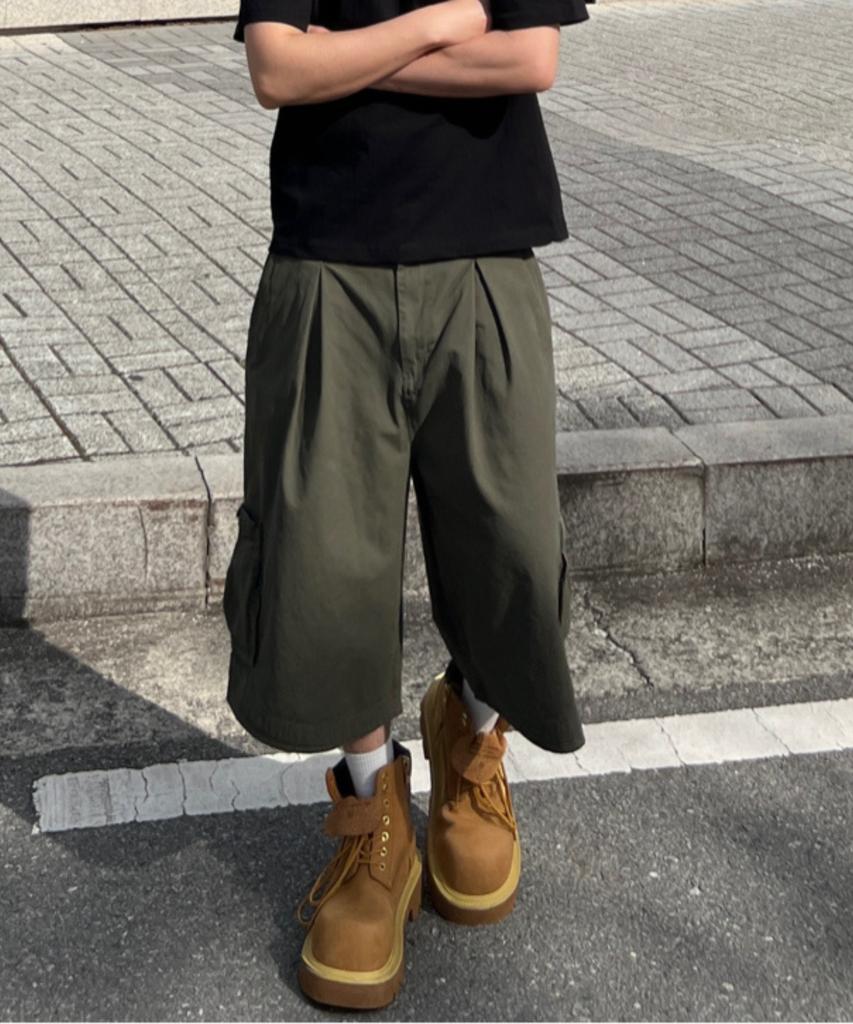Iseuteuseobiseusyab Vintage Cotton Cargo Bermuda Pants - Khaki