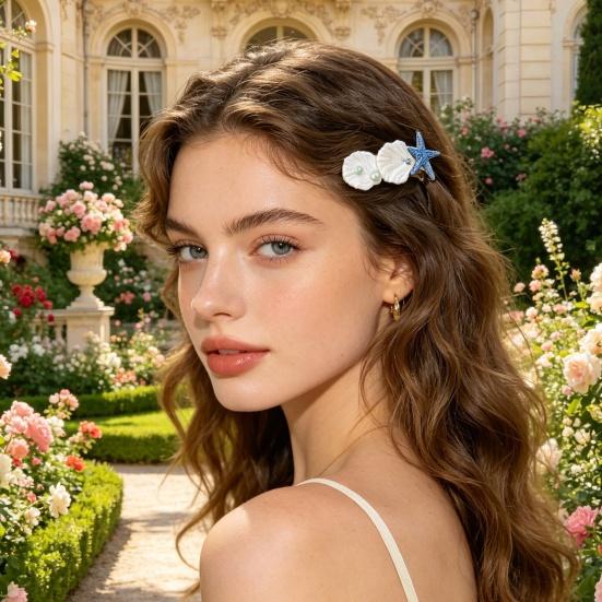 1 Pair Hairpins Imitation Shell Starfish Decor Hair Clips Ocean Style Summer Side Bang Hair Pins Hair Accessories