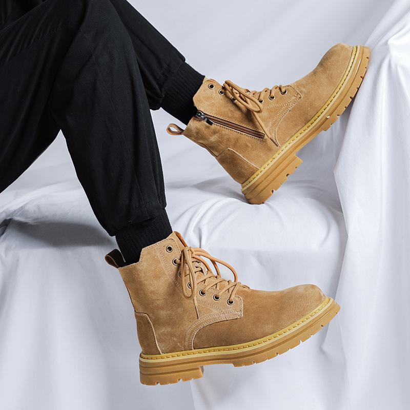 

mens casual desert boots breathable cow suede leather shoes outdoors cowboy tooling work boot spring autumn platform ankle botas 270 помаранчевий