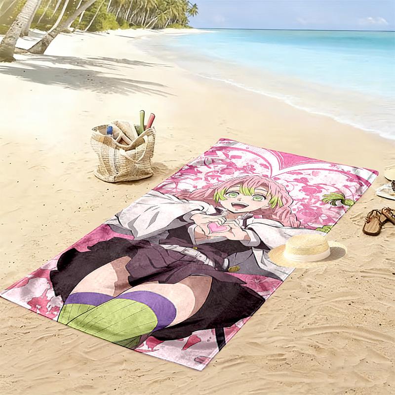 Demon Slayer Print Beach Towel, Large Soft Quick Dry Towel for Beach Camping Swimming