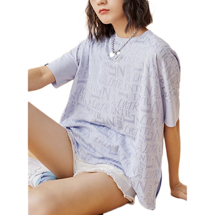 Li Ning X Disney Fashion Loose Short Sleeve T-Shirt Women Tops Purple ATSQ108-1