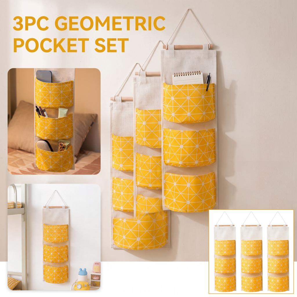 3pc Dormitory Bed Storage Hanging Bag + Hook