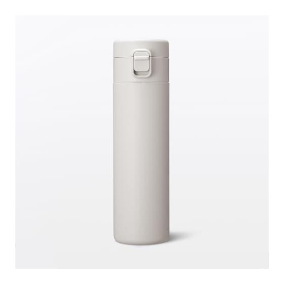 MUJI Термобутылка с вакуумной изоляцией, тип с одной кнопкой, 500 мл, серо-бежевый 76049111