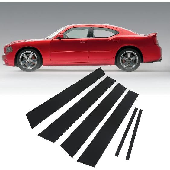 6pcs Pillar Post Decal Trim, Gloss Black Side Door Window Cover Trim Replacement for Charger (Charger 2011-2021)
