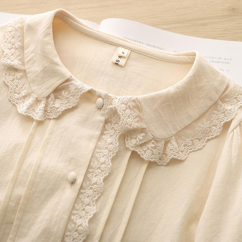 

Литературный милый кружевной воротник академический стиль длинный рукав однотонная внутренняя белая рубашка женская L абрикосовый