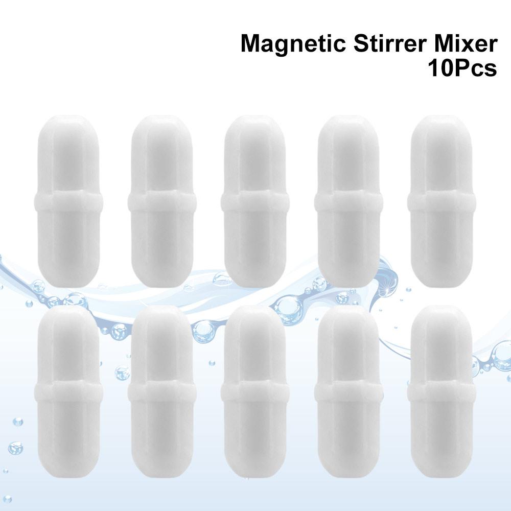 10Pcs PTFE Magnetic Stir Bars White Rotating Biological Stirrer Laboratory Stir Rod Chemistry