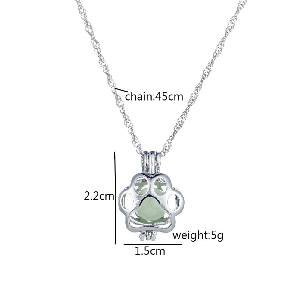 Halloween Luminous Necklace Female Pendant, Alloy Fluorescent Dog Footprint Necklace