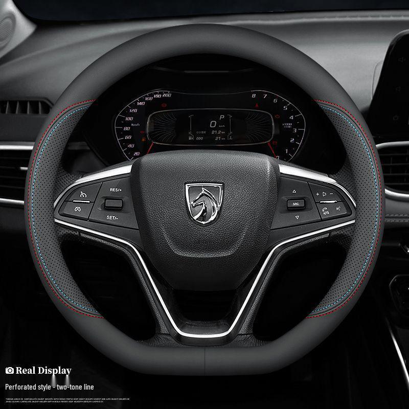 Baojun Genuine Leather Anti-Slip Steering Wheel Cover: All-Season, Universal Fit for Models 730, 510, 560, 630, 530, 360, 310w.