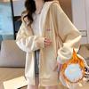 Women's Fall/Winter Korean-Style Sweatshirt Jacket, Loose-Fit, Hooded, Long-Sleeve, Zipper, Student Top