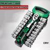 Drive Socket Set 1/4"-3/8"-1/2",CR-V Metric and Imperial Sockets with Quick-Release Ratchet Wrench,pro model 72 teeth, Sockets