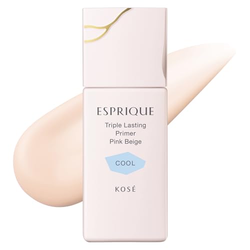 ESPRIQUE Triple Lasting Primer, Cool Pink Beige, 30g, Makeup Base, Reduces Oiliness, Shine, Dryness, and Creases, Tones Up