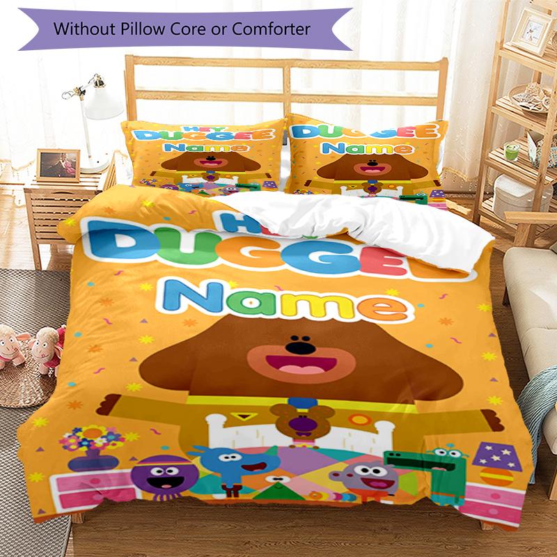 3Pcs Custom Name Duggee Bedding Set Duvet Cover Closure Includes 1Duvet Cover 2Pillowcases Soft And Comfortable For All Seasons