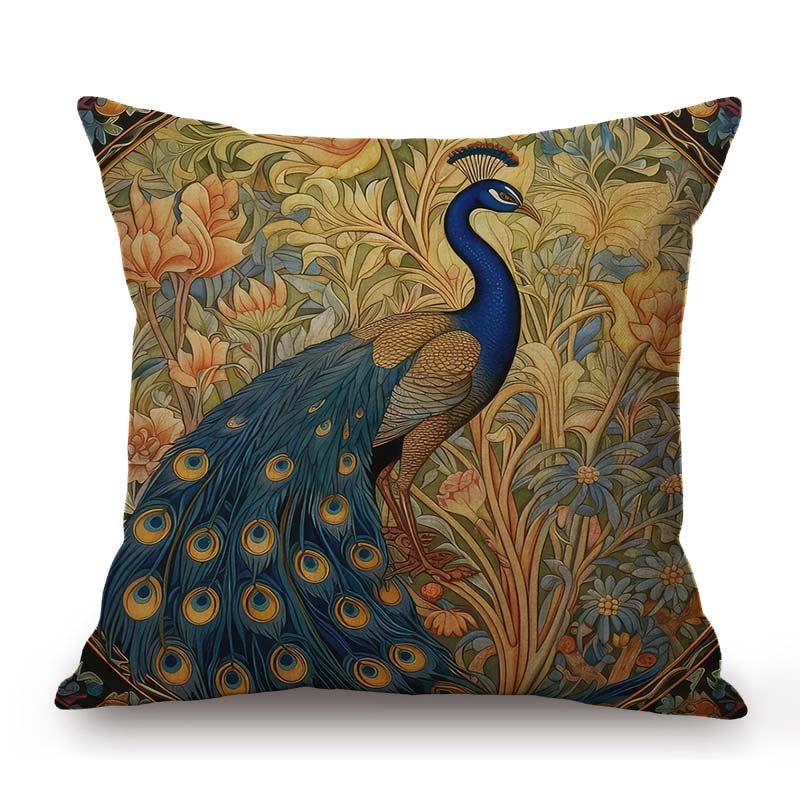 William Morris Flower Pattern Fox Rabbit Bird Deer Animal Home Decoration Art Cotton Linen Sofa Pillow Case Floral Cushion Cover