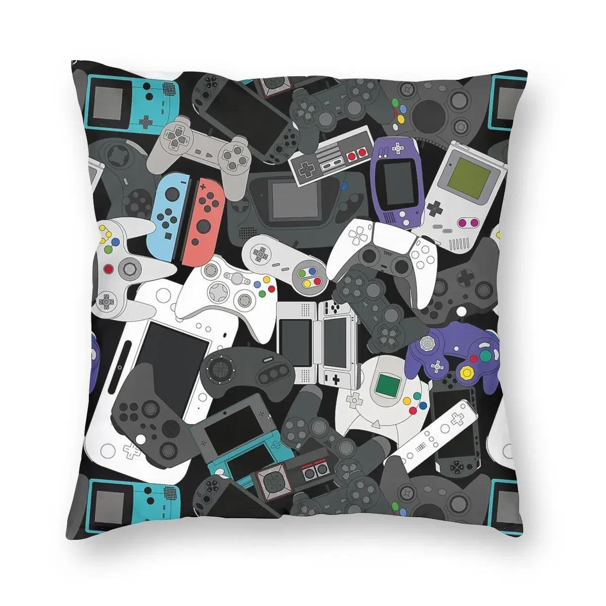 Gamer Controller All Throw Pillow Cover Throw Pillow Video Game Gaming Vintage Pillowcover Home DecorWHITE, 30x30cm