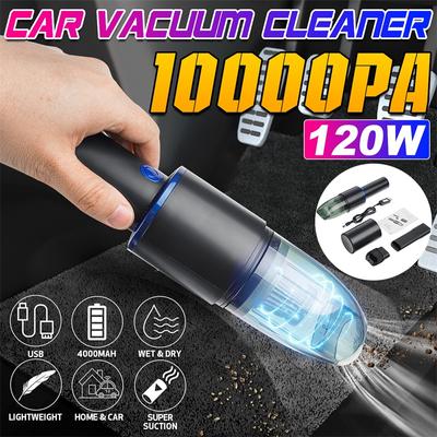Mini Car Vacuum Portable Vacuum Cleaner Rechargeable Wireless Wet/Dry Handheld Vacuum 120W 10000Pa