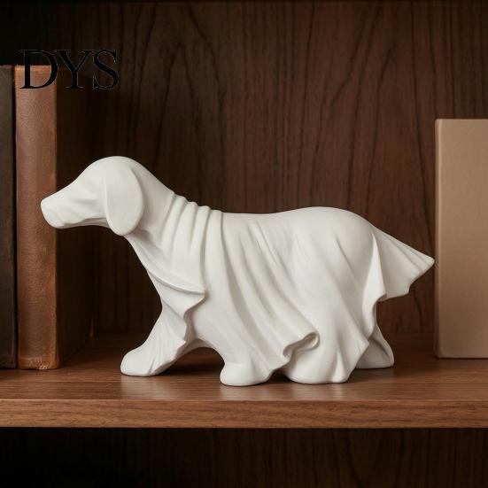 Decorative Ghost Sculptures Halloween Dog Figurine, Resin Spooky Draped Cute Statues Statue for Living Room, Bedroom, Office, Home Desktop Decor