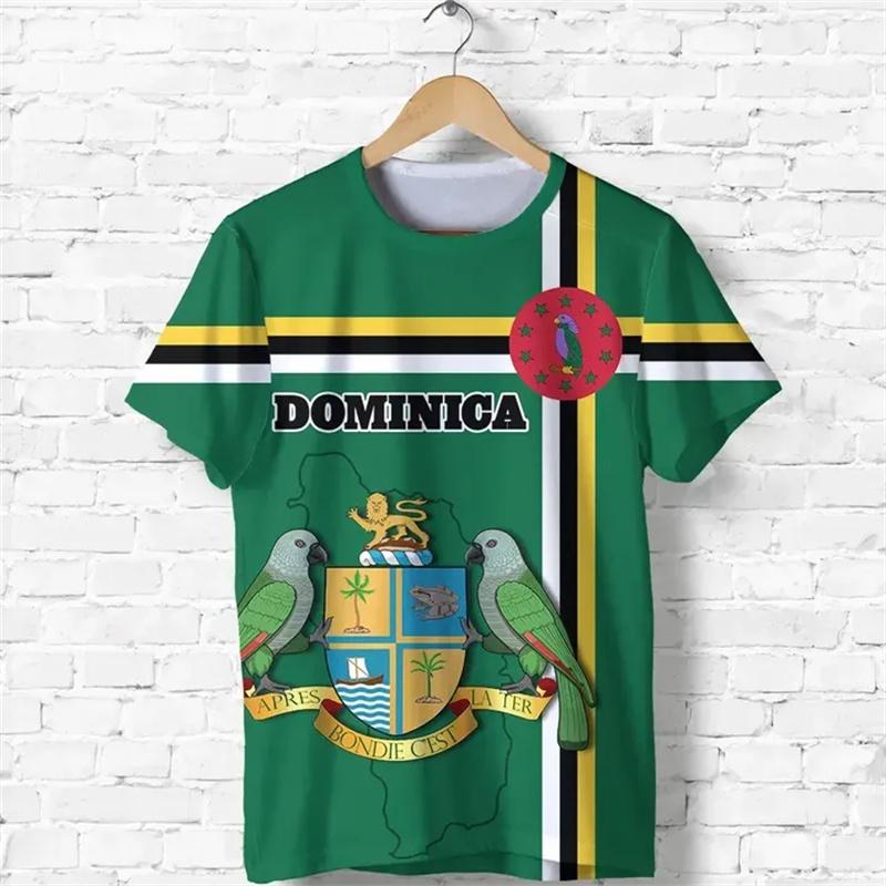 Dominica Coat Of Arms 3D Printing T Shirt The Commonwealth Of Dominica Flag Map Graphic Tee Shirts Casual Mens Clothing T-shirts