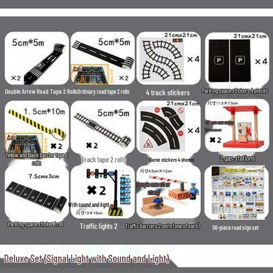 DIY Kindergarten Track Car Toy with Traffic Stickers