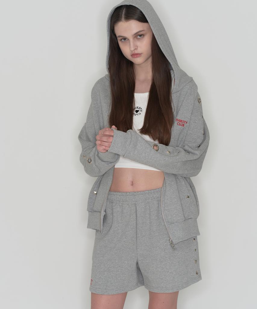 Tteolseutikeulleob Studded Set Short Pants - Gray