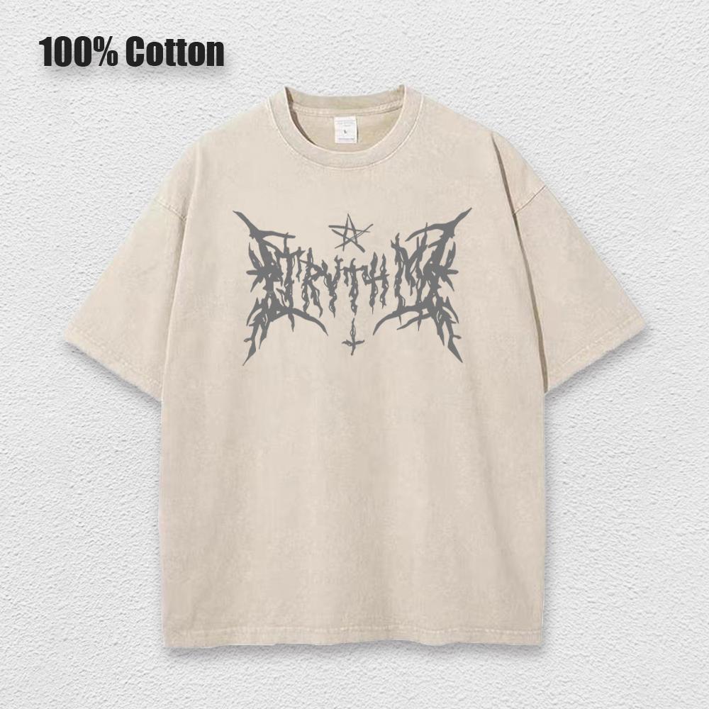 Y2k Hip Hop Vintage 90s Short-Sleeved Oversized T-Shirt Summer Goth Design Sense Loose Top Tide Streetwear Washed Denim T-Shirt