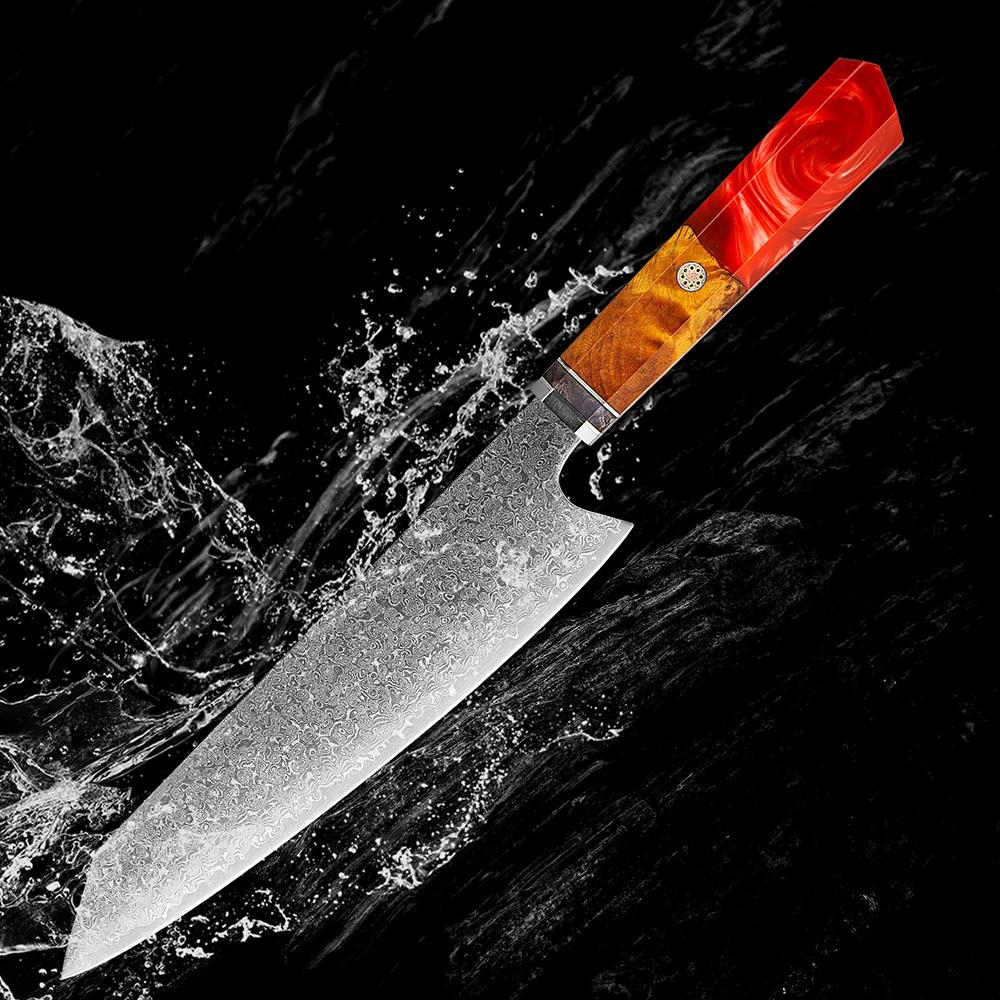 XITUO Damascus Kiritsuke Knife,8 Inch Ultra-Sharp Deluxe Kitchen Gyuto Knife,VG-10 67 Layers Damascus Steel Butcher Chef Knives