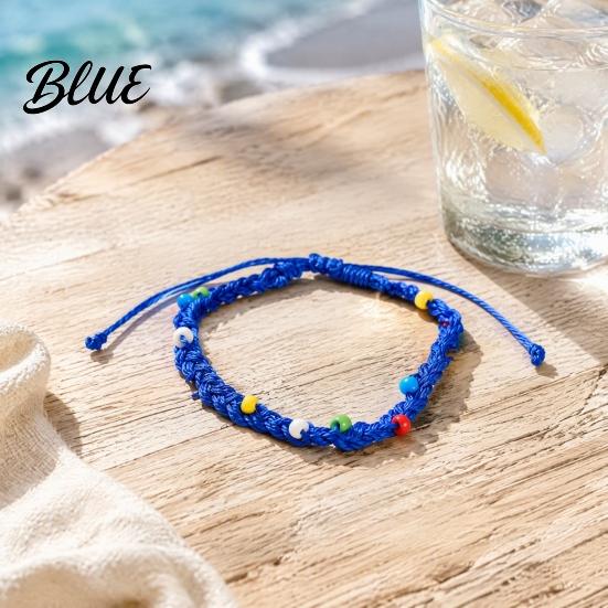Adjustable Braided Bracelets for Women Handmade Bracelet Women, Bohemian Woven Wrist Rope Casual Minimalist Hand with Colorful Rice Beads, Knot