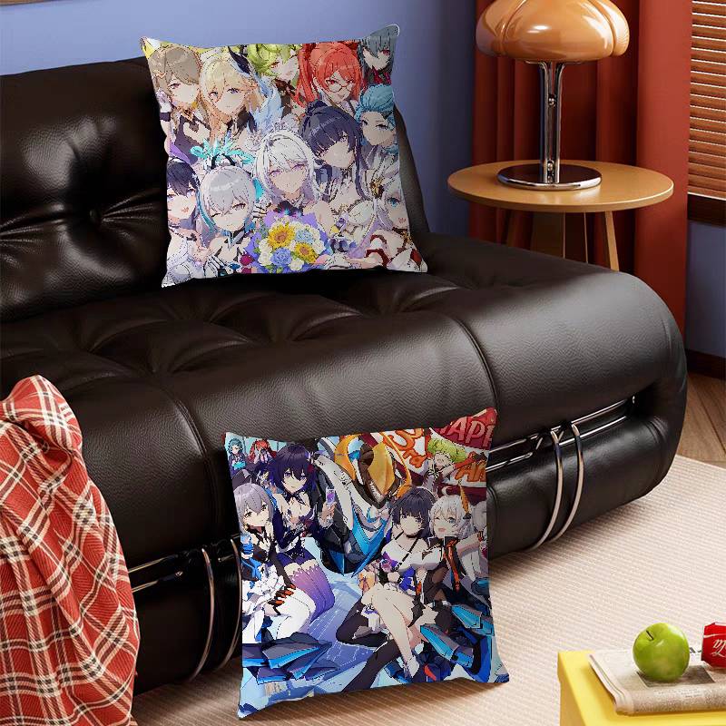 H-HONKAI IMPACTs Office Cushion Pillowcase Car Cushion Cover45X45CM Lumbar Pillowcase Sofa Pillowcover