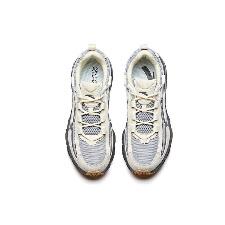 Anta Retro Shock Absorbing Non-Slip Durable Low-Top Running Shoes Men sneaker Fog-White 912035581-5