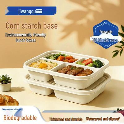 Biodegradable Corn Starch 4-Compartment Lunch Box