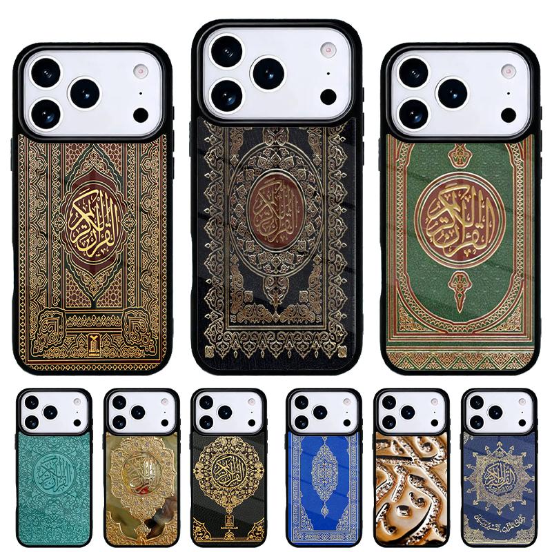 Authentische Quran Ledergeprägtes Handyhülle für iPhone 17 16 15 14 13 Pro Max Rückabdeckung für 12 11 Pro Hülle