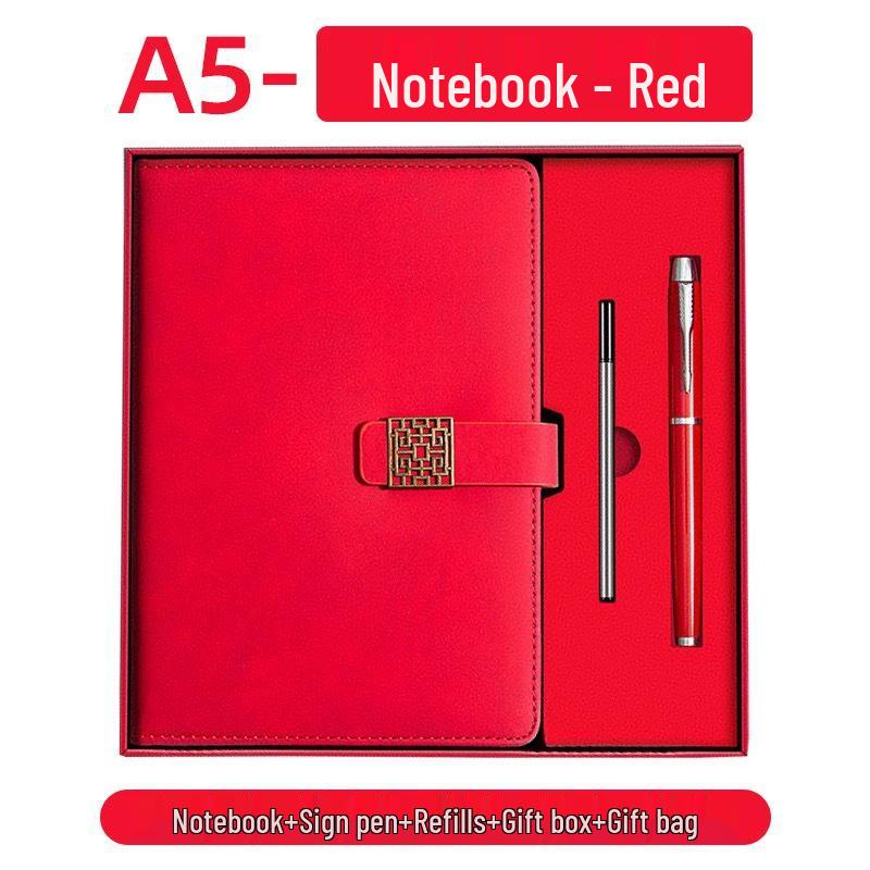 Chinese Style Custom Logo Business Notebook Gift Set - Thick Simple Diary for Office Meetings