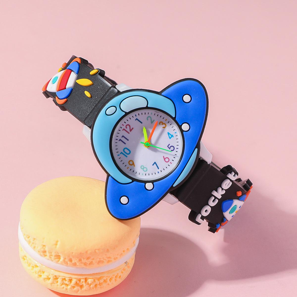 

Foreign trade hot-selling niche rocket design alien flying saucer silicone children s watch чёрный