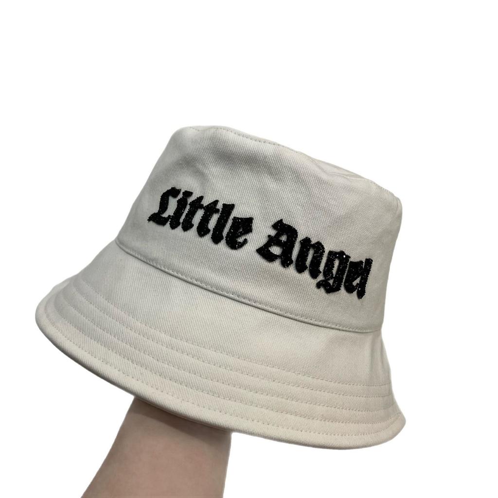 Rhinestone Sanskrit Alphabet Cotton Bucket Hat Spring And Summer Leisure Basin Hat Outdoor Travel Breathable Sun Hat