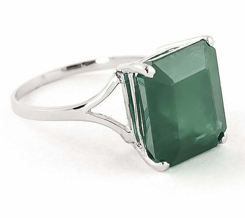 925 Sterling Silber Natürlicher zertifizierter 10 Karat Smaragd Solitärring für SieUS5