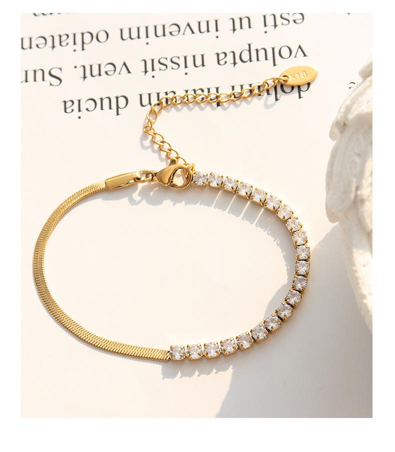 Gold-Plated Zirconia Inlaid Blade Chain Jewelry Set
