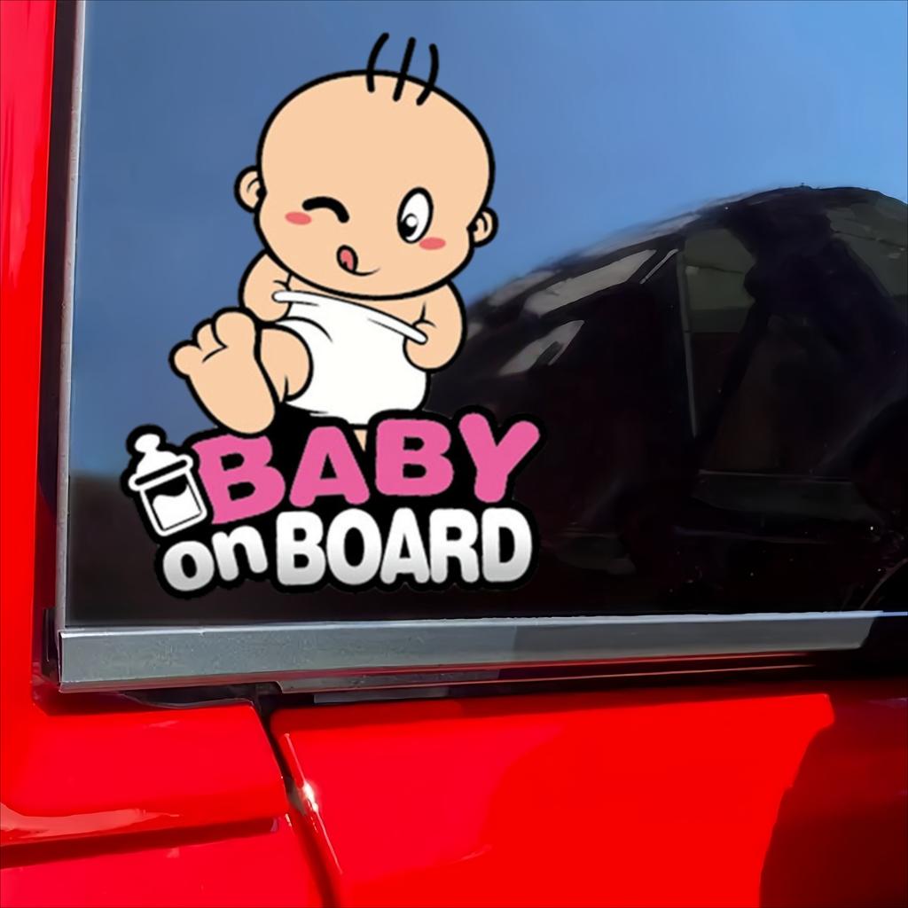 Winking Baby on Board Car Sticker Cute Cartoon Design Waterproof PVC Decal Vehicle Safety Warning Sign for Car Window