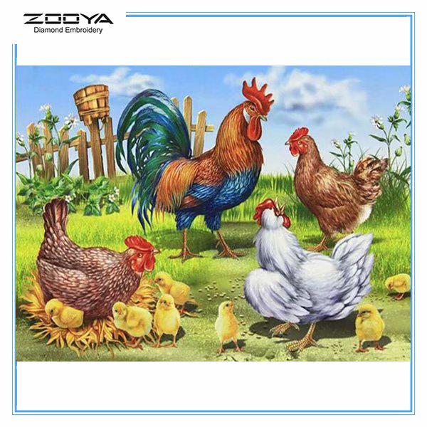 

ZOOYA 3D Алмазная вышивка Картина Вышивка крестом Круглый горный хрусталь Картина Животный петух