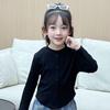2025 New Korean Style Girls' Black Top & Jeans Set - Spring/Autumn