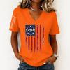 Women’s Casual V Neck Short Sleeve Pullover Top with 250th Anniversary Printed Graphic Lightweight Loose Fit T Shirt