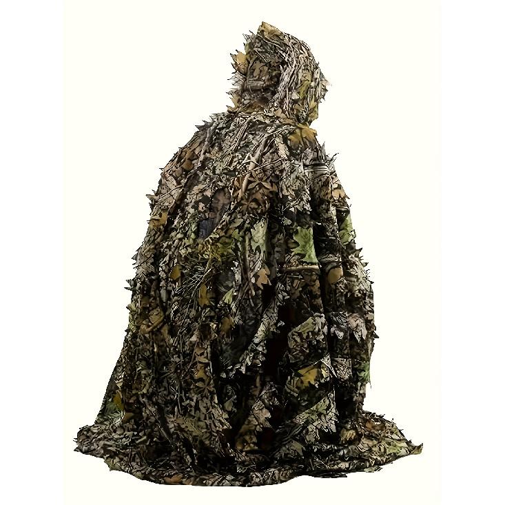 Costume da Combattimento Mimetico a Mantello Foglia d'Acero 3D con Cappuccio a Rete Taglia Unica è perfetto per l'osservazione degli uccelli all'aperto, la caccia, l'outdoor