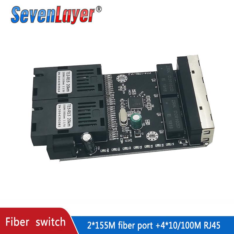 2-Fiber 4-Ethernet Gigabit Switch & Transceiver PCBA with Optical Port