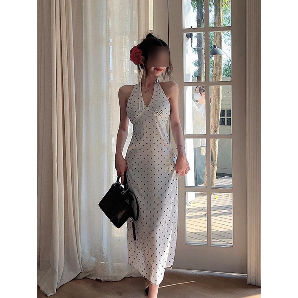 Neck Sling Dress Women's Casual Summer Small Waist a Word Thin Skirt