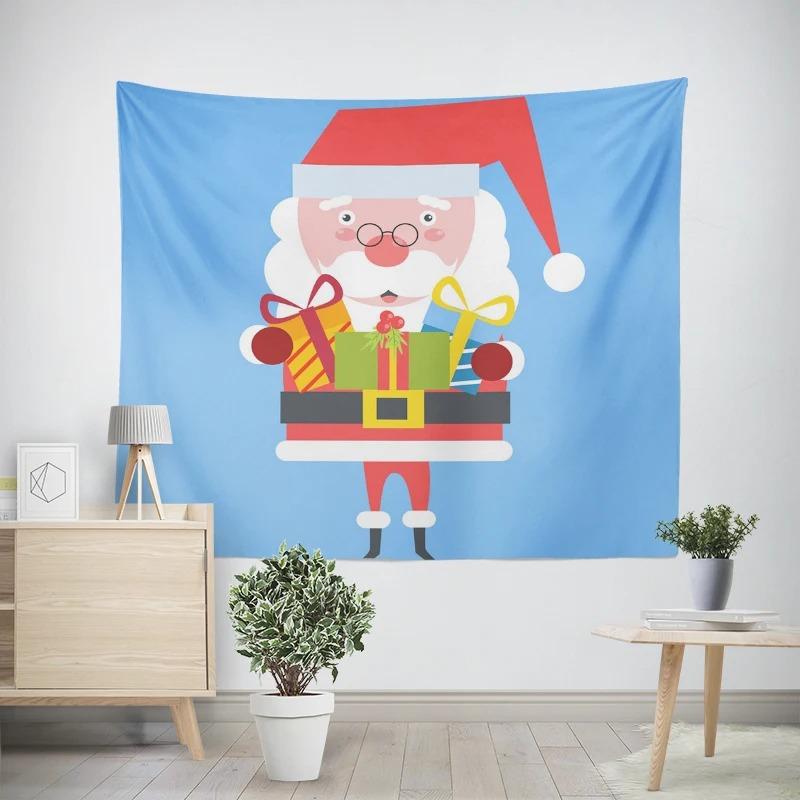 Christmas New Year Cartoon Santa Claus Pattern Living Room Bedroom Decorative Tapestry
