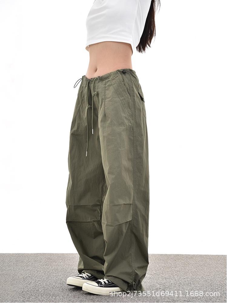 Damen Militärgrüne Weitbeinige Fallschirm-Cargo-Hosen - 2025 Sommer Extra-Lang