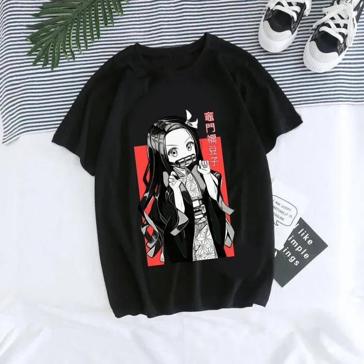 Japanisches Anime Demon Slayer T-Shirt für Damen Kimetsu No Yaiba Nezuko T-Shirt Weiblich Tanjirou Kamado Grafik y2k Kleidung Oberteile