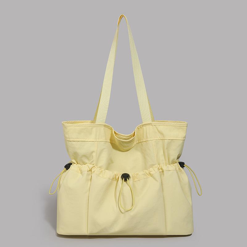 New pleated shoulder bag large-capacity handbag college student class simple fashion leisure commuter tote bag women