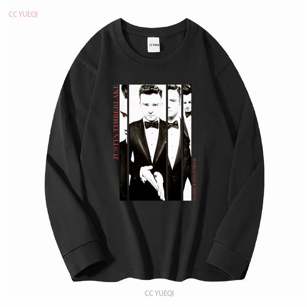 Justin Timberlake Anzug Krawatte Tour Welttermine 2013 14 2014 T-Shirt Klein Lang- Oder Kurzarm Vintage Gewaschen Unisex