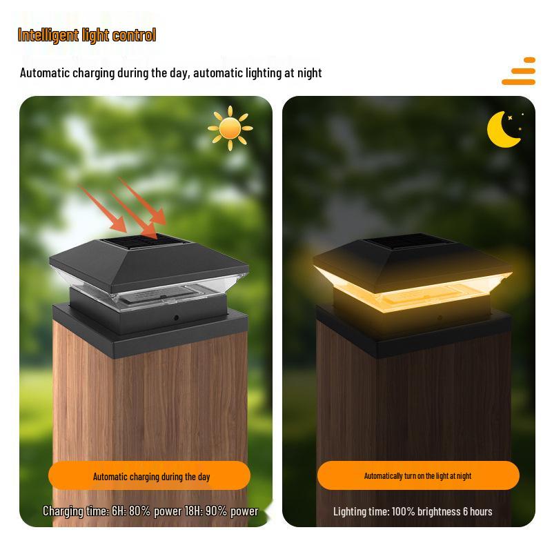 Dual Color Solar LED Garden Pillar Light for Courtyard and Fence