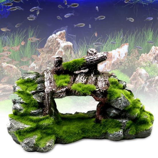 Resin Simulation Moss Rockery Fish Tank Aquarium Decor Landscape Ornament Craft